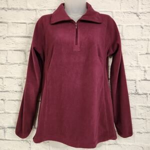 Columbia Quarter Zip Womens Size Medium Burgandy Fleece